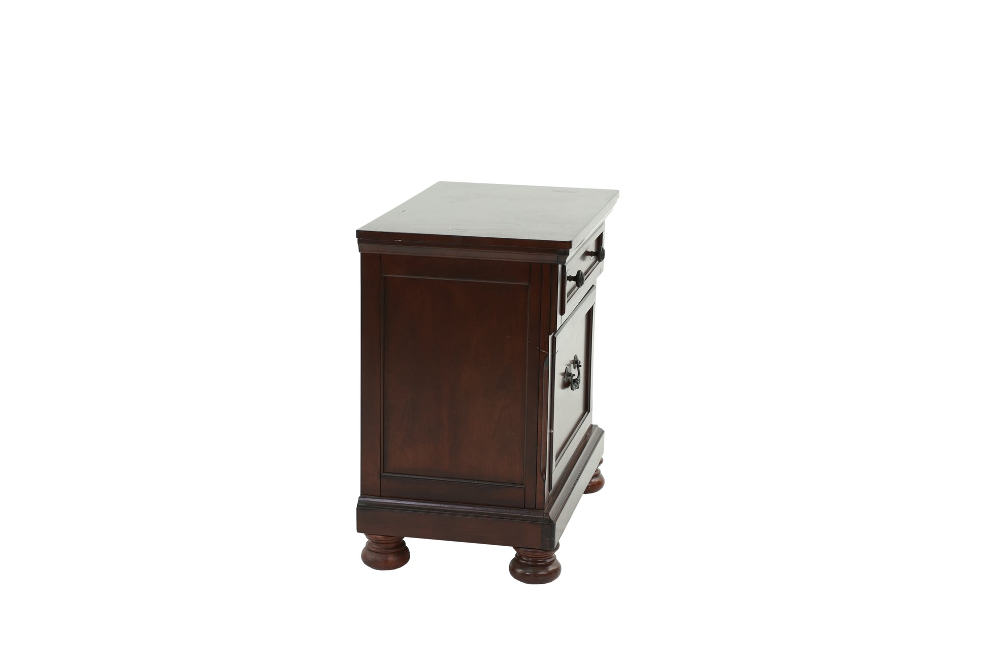 Nightstand In Antique Cherry Dark Brown Wood