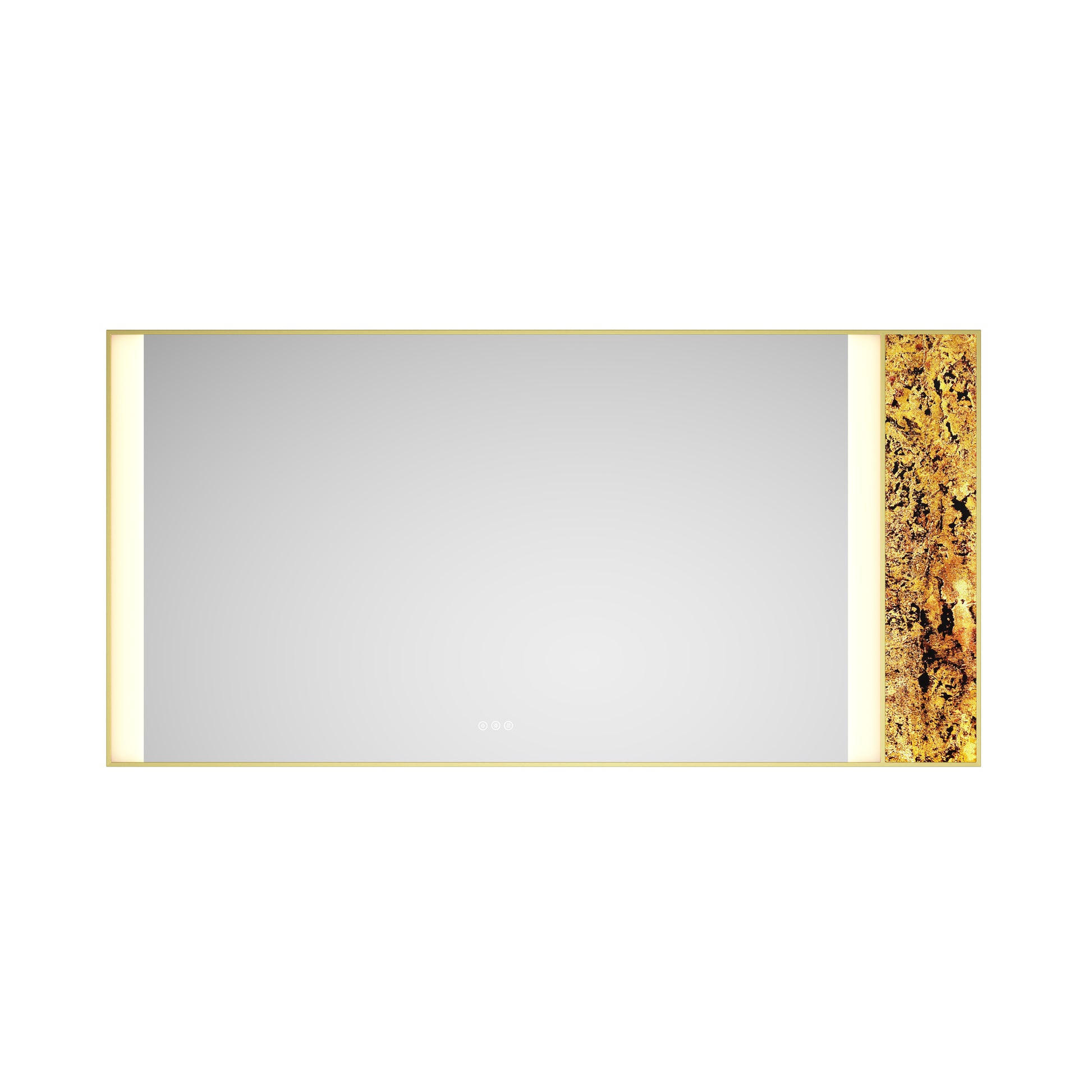 72X 36Inch Led Mirror Bathroom Vanity Mirror With Back Light, Wall Mount Anti Fog Memory Large Adjustable Vanity Mirrornatural Stone Decoration Decoration Follows Led Changes Gold Aluminium