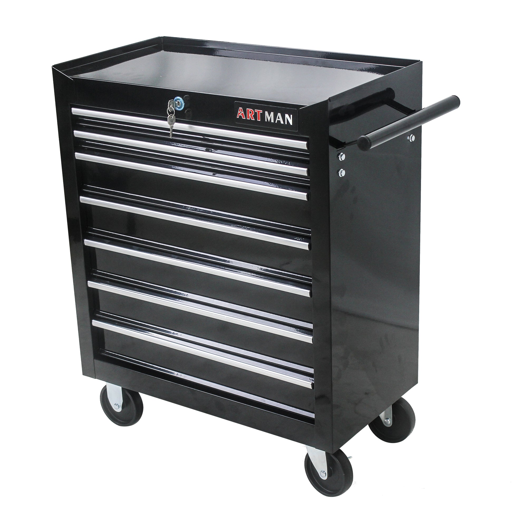 7 Drawers Multifunctional Tool Cart With Wheels Black Black Steel