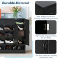 Sleek And Modern Shoe Cabinet With Adjustable Shelves, Minimalist Shoe Storage Organizer With Sturdy Top Surface, Space Saving Design Side Board For Various Sizes Of Items, Black Square 3 4 Spaces Black Primary Living Space Shelves Included Particle