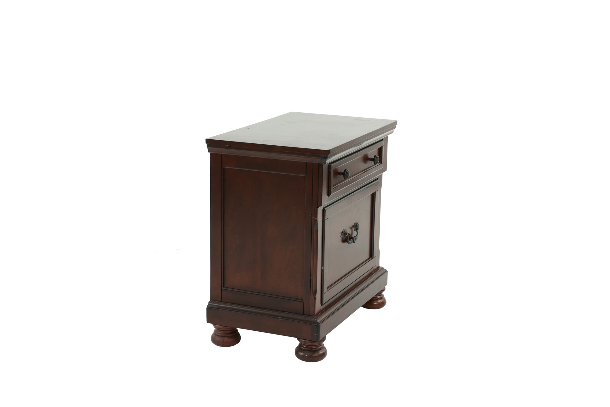 Nightstand In Antique Cherry Dark Brown Wood