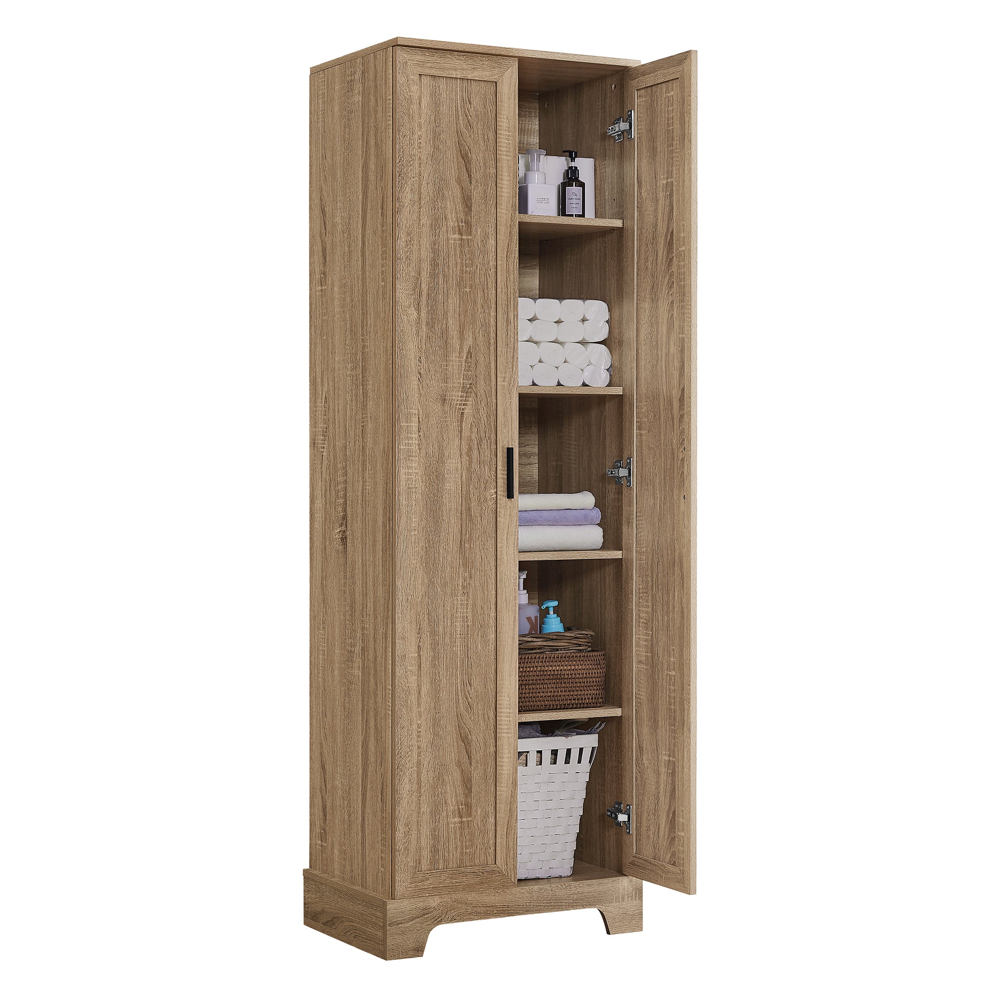 Storage Cabinet With Two Doors For Bathroom, Office, Adjustable Shelf, Mdf Board, Brown Old Sku:Wf302824Aad Brown Mdf