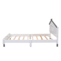 Full Size Wood Platform Bed With House Shaped Headboard And Motion Activated Night Lights White Gray White Wood