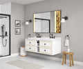 Wall Hung Doulble Sink Bath Vanity Cabinet Only In Bathroom Vanities Without Tops White Abs Steel Q235 Wood Pvc