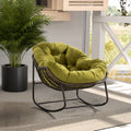 Outdoor Rattan Rocking Chair,Padded Cushion Rocker Recliner Chair Outdoor For Front Porch, Living Room, Patio, Garden, Olive Green Olive Cotton Steel