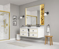 Wall Hung Doulble Sink Bath Vanity Cabinet Only in white-abs+steel(q235)+wood+pvc