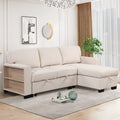 Stylish And Functional Light Chaise Lounge Sectional With Storage Rack Pull Out Bed Drop Down Table And Usb Charger Beige Beige Foam Spring