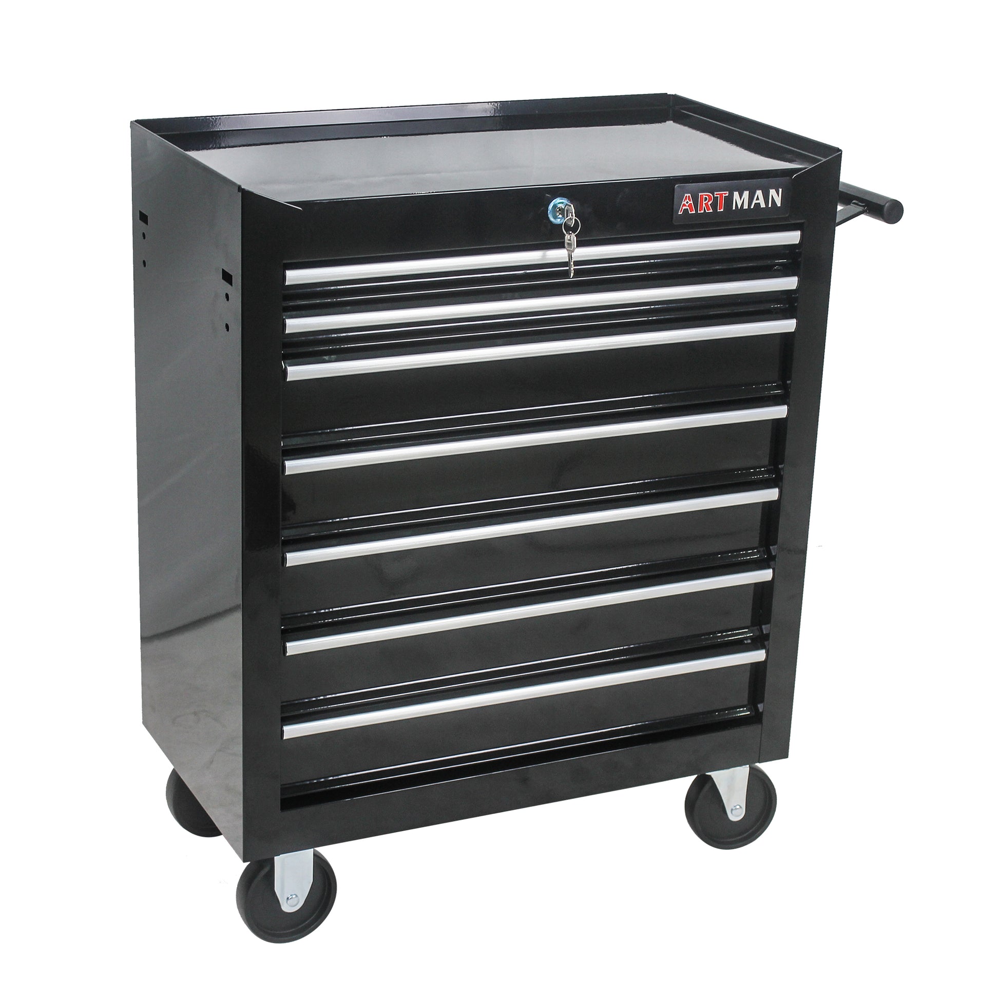 7 DRAWERS MULTIFUNCTIONAL TOOL CART WITH WHEELS BLACK black-steel