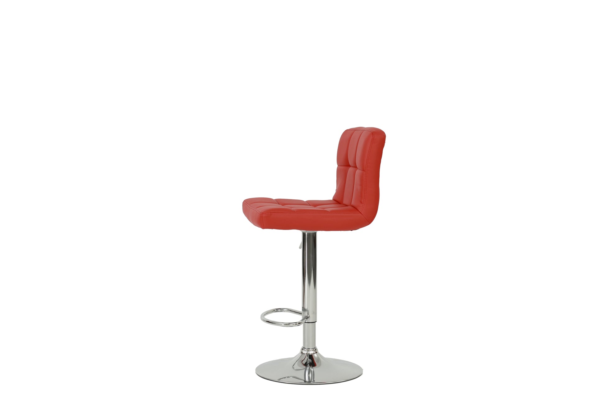 Bar Stool In Red, Chrome Red Leather