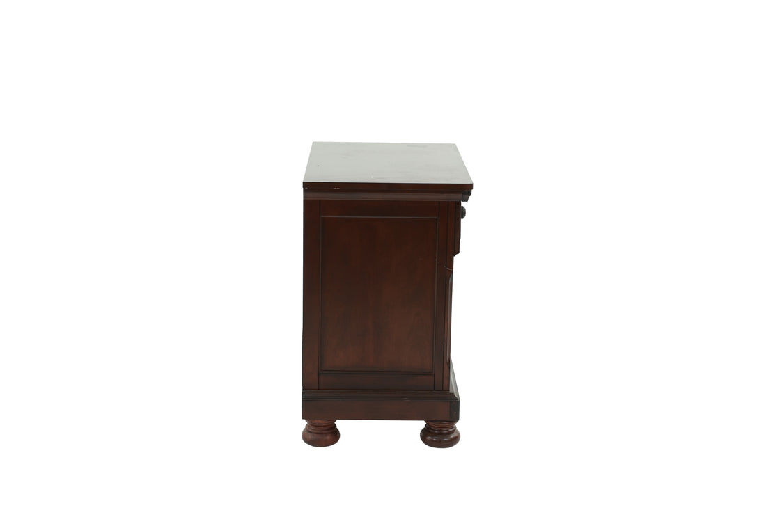 Nightstand In Antique Cherry Dark Brown Wood