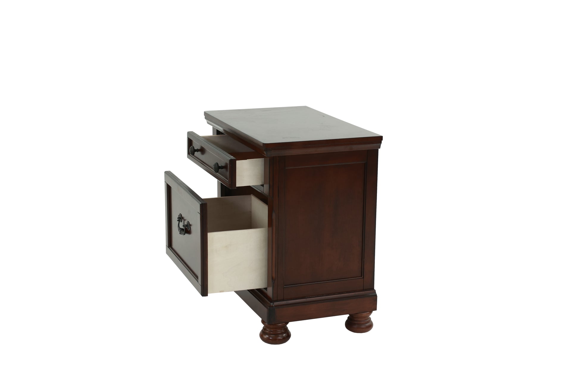 Nightstand In Antique Cherry Dark Brown Wood