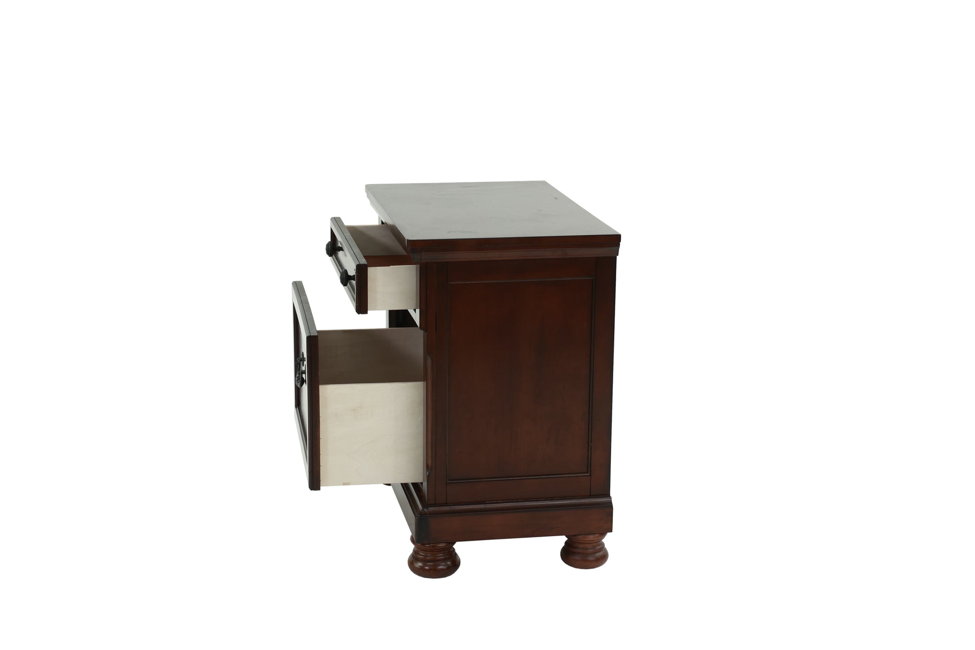 Nightstand In Antique Cherry Dark Brown Wood