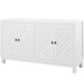 Large Storage Space Sideboard, 4 Door Buffet Cabinet With Pull Ring Handles For Living Room, Dining Room White White Mdf