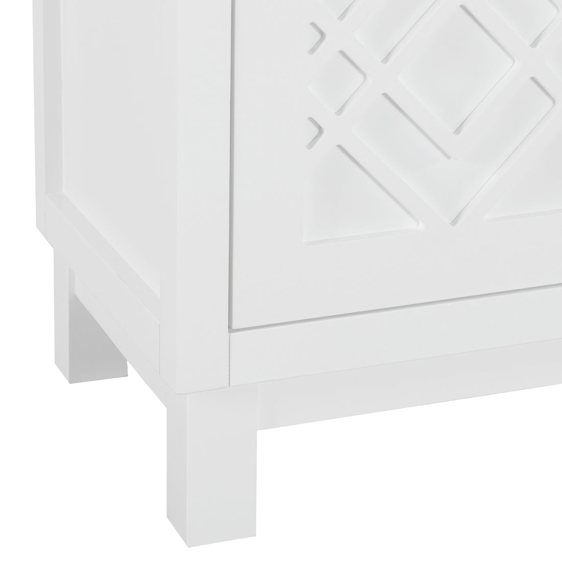 Large Storage Space Sideboard, 4 Door Buffet Cabinet With Pull Ring Handles For Living Room, Dining Room White White Mdf