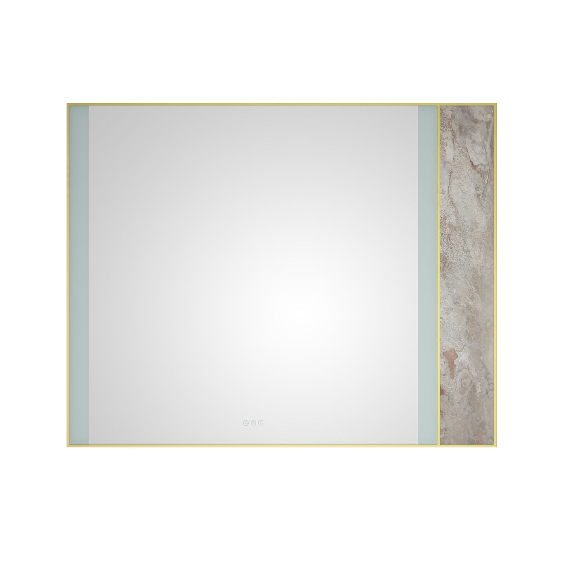 60In. W X 48 In. H Led Lighted Bathroom Wall Mounted Mirror With High Lumen Anti Fog Separately Control Natural Stone Decoration Decoration Follows Led Changesbedroom Full Length Mirror Bathroom L Gold Aluminium