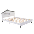 Full Size Wood Platform Bed With House Shaped Headboard And Motion Activated Night Lights White Gray White Wood