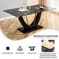 Modern Minimalist And Luxurious Black Imitation Marble Texture Dining Table Rectangular Office Desk.Game Desk .Desk.For Dining Room, Living Room, Terrace, Kitchen F 907 Black Mdf