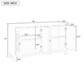 Large Storage Space Sideboard, 4 Door Buffet Cabinet With Pull Ring Handles For Living Room, Dining Room White White Mdf