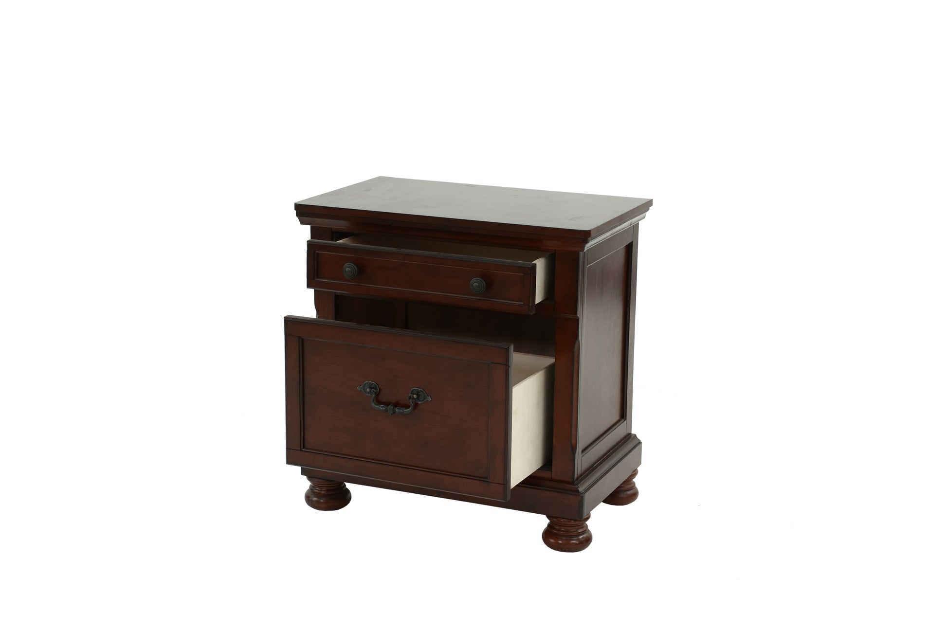 Nightstand In Antique Cherry Dark Brown Wood