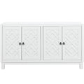 Large Storage Space Sideboard, 4 Door Buffet Cabinet With Pull Ring Handles For Living Room, Dining Room White White Mdf