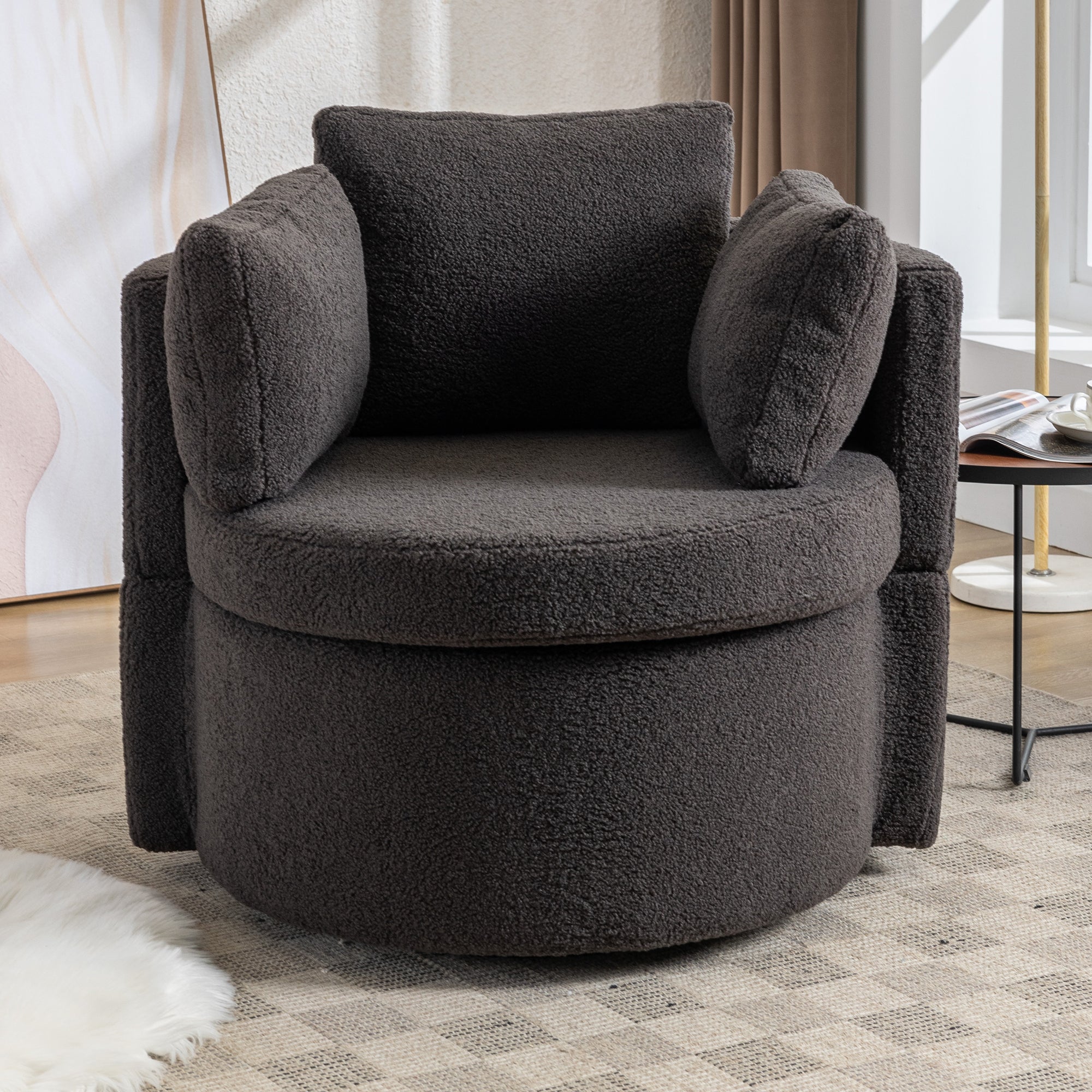 Swivel And Storage Chair For Living Room,Dark Gray dark gray-white-primary living