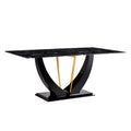 Modern Minimalist And Luxurious Black Imitation Marble Texture Dining Table Rectangular Office Desk.Game Desk .Desk.For Dining Room, Living Room, Terrace, Kitchen F 907 Black Mdf