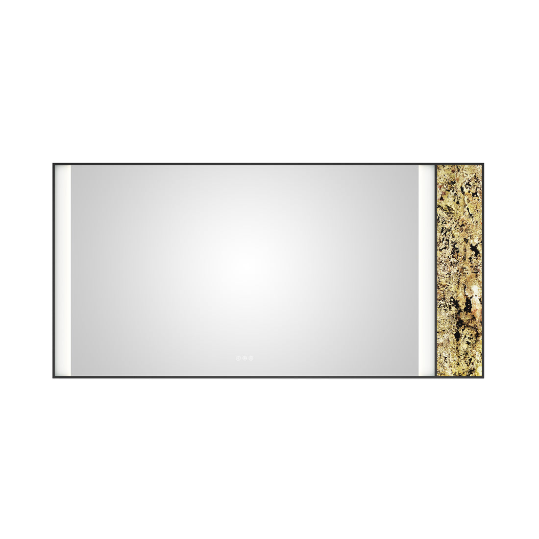 72X 36Inch Led Mirror Bathroom Vanity Mirror With Back Light, Wall Mount Anti Fog Memory Large Adjustable Vanity Mirrornatural Stone Decoration Decoration Follows Led Changes Matte Black Aluminium