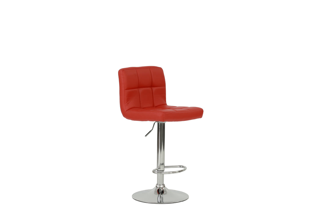 Bar Stool In Red, Chrome Red Leather