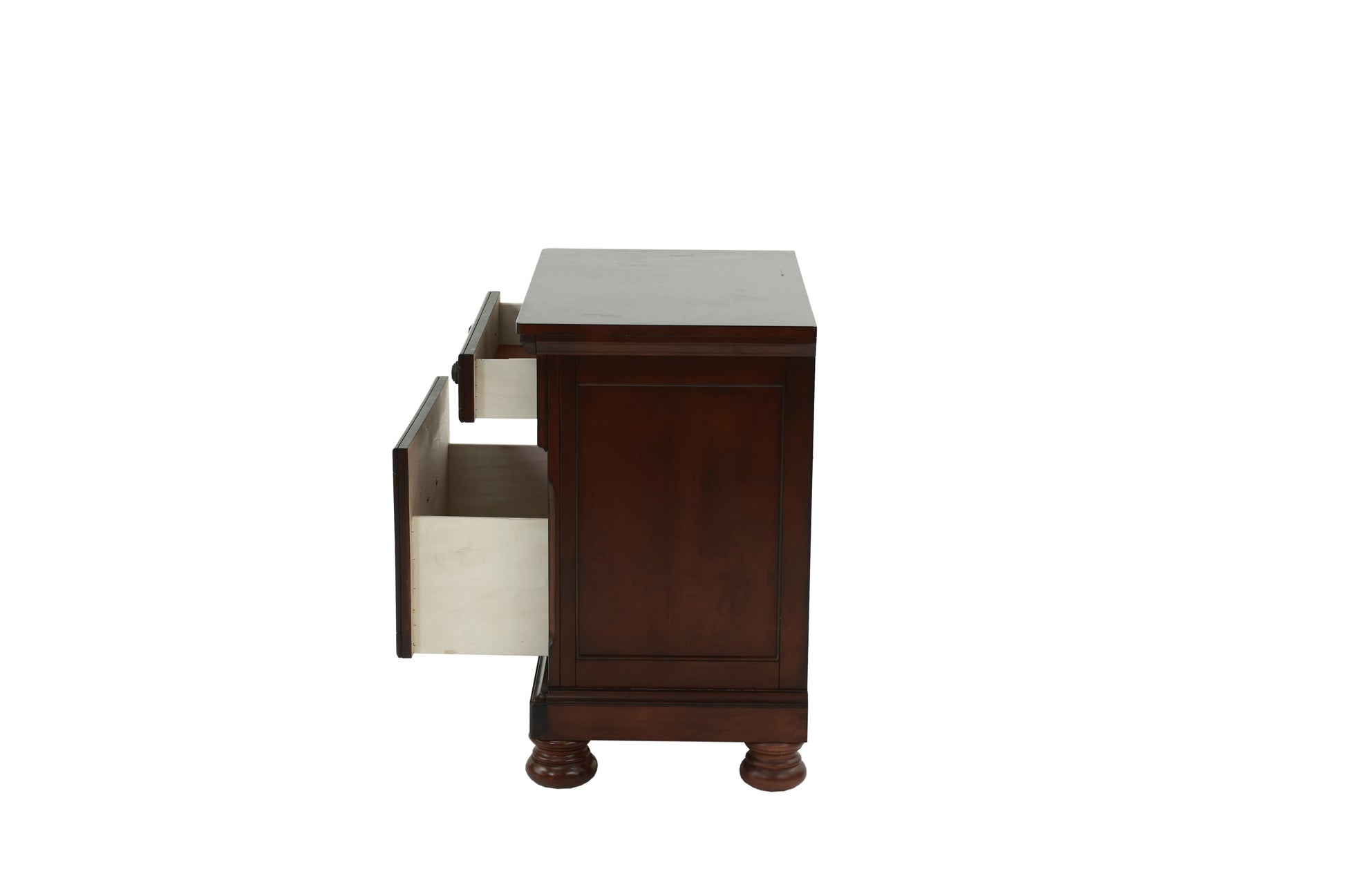 Nightstand In Antique Cherry Dark Brown Wood