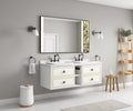 Wall Hung Doulble Sink Bath Vanity Cabinet Only In Bathroom Vanities Without Tops White Abs Steel Q235 Wood Pvc