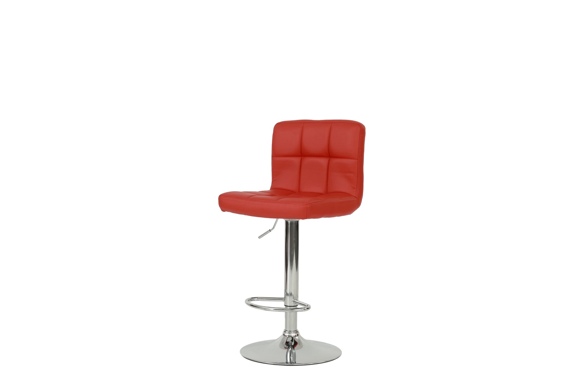 Bar Stool In Red, Chrome Red Leather