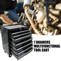 7 Drawers Multifunctional Tool Cart With Wheels Black Black Steel