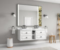 60*23*21in Wall Hung Doulble Sink Bath Vanity Cabinet white-abs+steel(q235)+wood+pvc