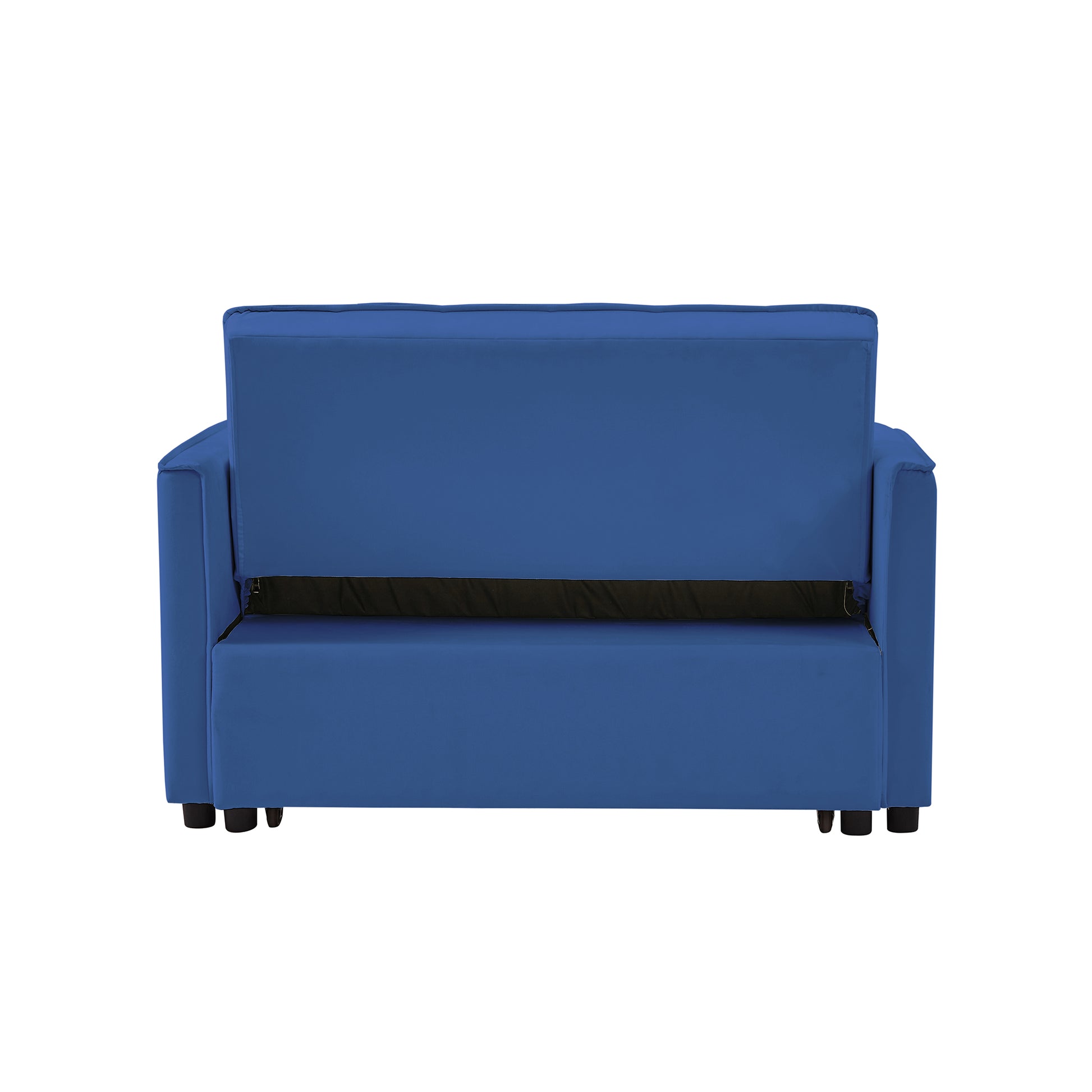 Blue Velvet Loveseat Sofa Bed Blue Wood Tufted Back Square Arms Velvet 2 Seat