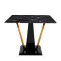 Modern Minimalist And Luxurious Black Imitation Marble Texture Dining Table Rectangular Office Desk.Game Desk .Desk.For Dining Room, Living Room, Terrace, Kitchen F 907 Black Mdf