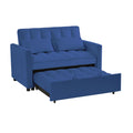 Blue Velvet Loveseat Sofa Bed Blue Wood Tufted Back Square Arms Velvet 2 Seat