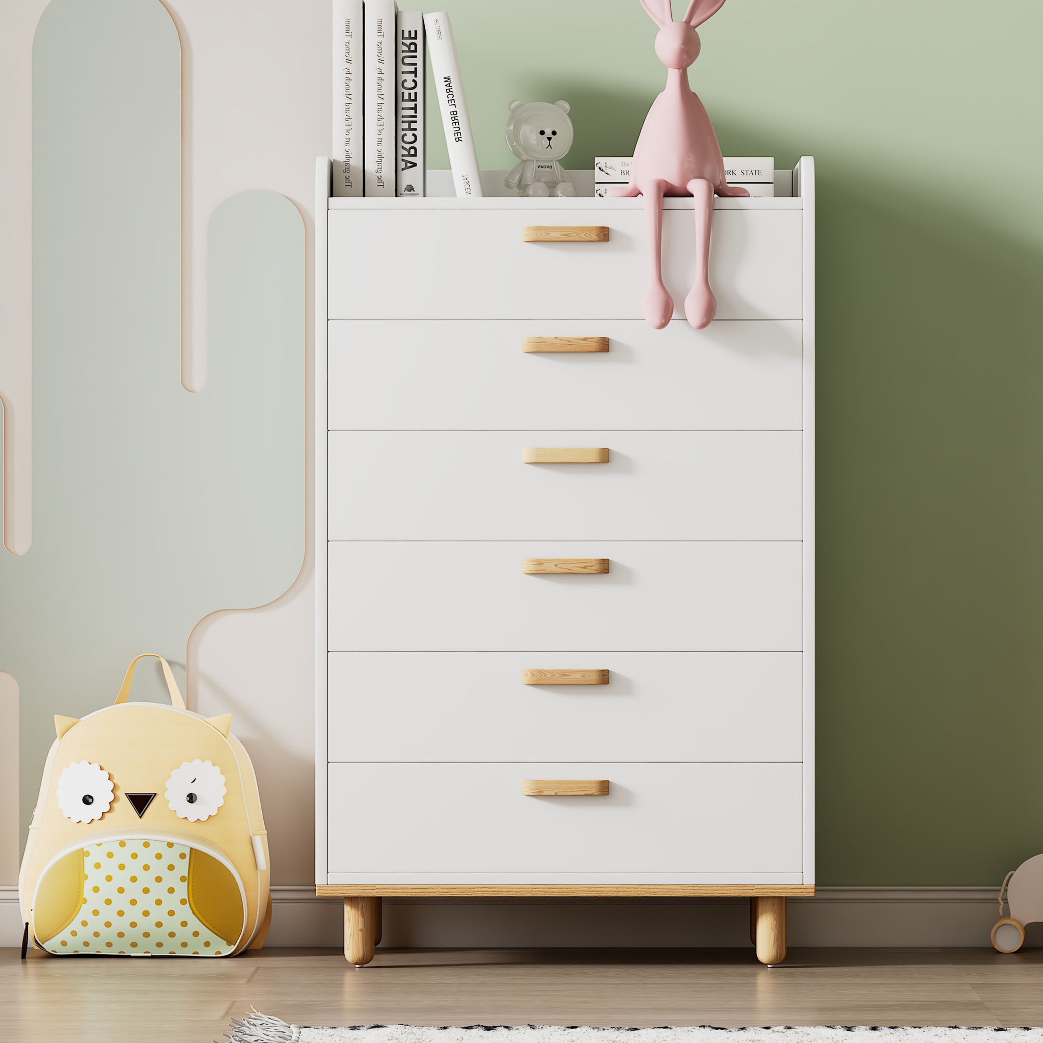 Modern Simple Style White Modern Six Drawer Chest for white-wood