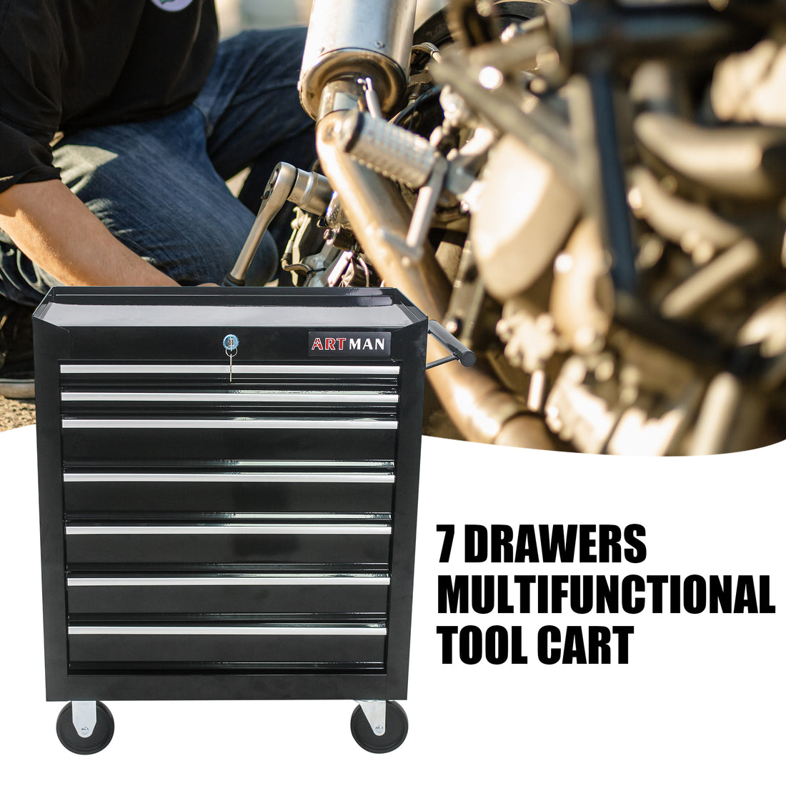 7 Drawers Multifunctional Tool Cart With Wheels
