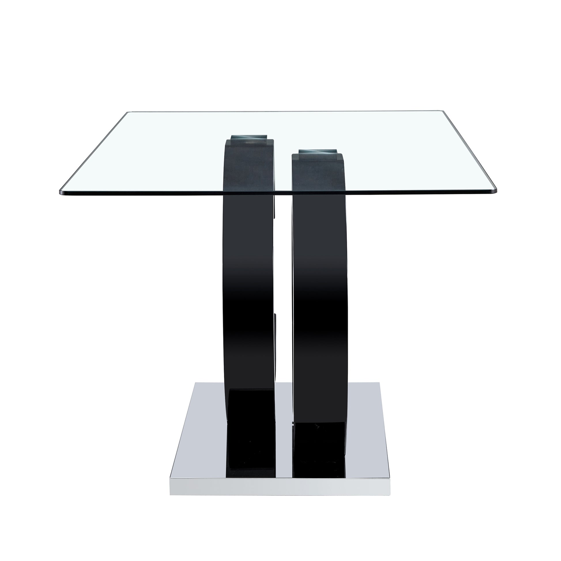 Large Modern Minimalist Rectangular Glass Dining Table For 6 8 With 0.39" Tempered Glass Tabletop And Mdf Oc Shaped Bracket And Metal Base,For Kitchen Dining Living Meeting Room Banquet Hall F Oc Black Glass