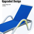 Patio Chaise Lounge Adjustable Aluminum Pool Lounge Chairs With Arm All Weather Pool Chairs For Outside,In Pool,Lawn Blue, 1 Lounge Chair 1 Plastic Table Blue Aluminium