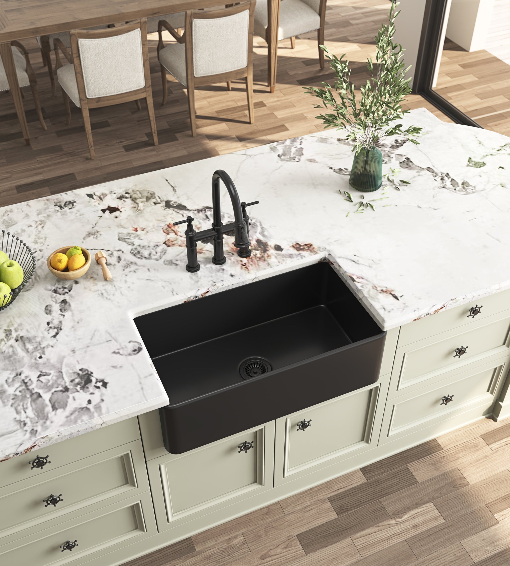 Inch White Farmhouse Sink Deep Apron Sink Undermount Farmhouse Kitchen Sink Single Farm Sink Matt Black Fireclay