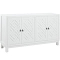 Large Storage Space Sideboard, 4 Door Buffet Cabinet With Pull Ring Handles For Living Room, Dining Room White White Mdf