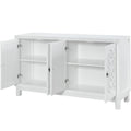 Large Storage Space Sideboard, 4 Door Buffet Cabinet With Pull Ring Handles For Living Room, Dining Room White White Mdf