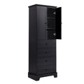 Storage Cabinet with 2 Doors and 4 Drawers for black-mdf