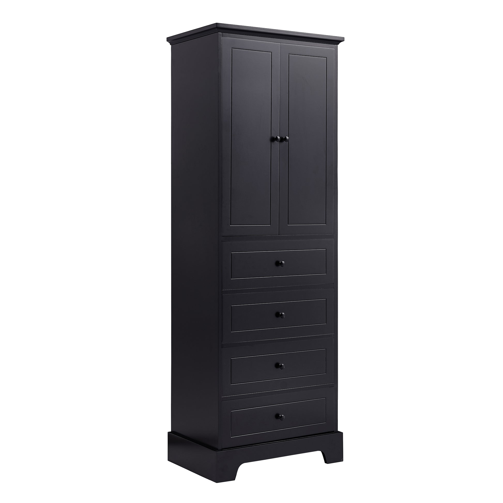 Storage Cabinet with 2 Doors and 4 Drawers for black-mdf