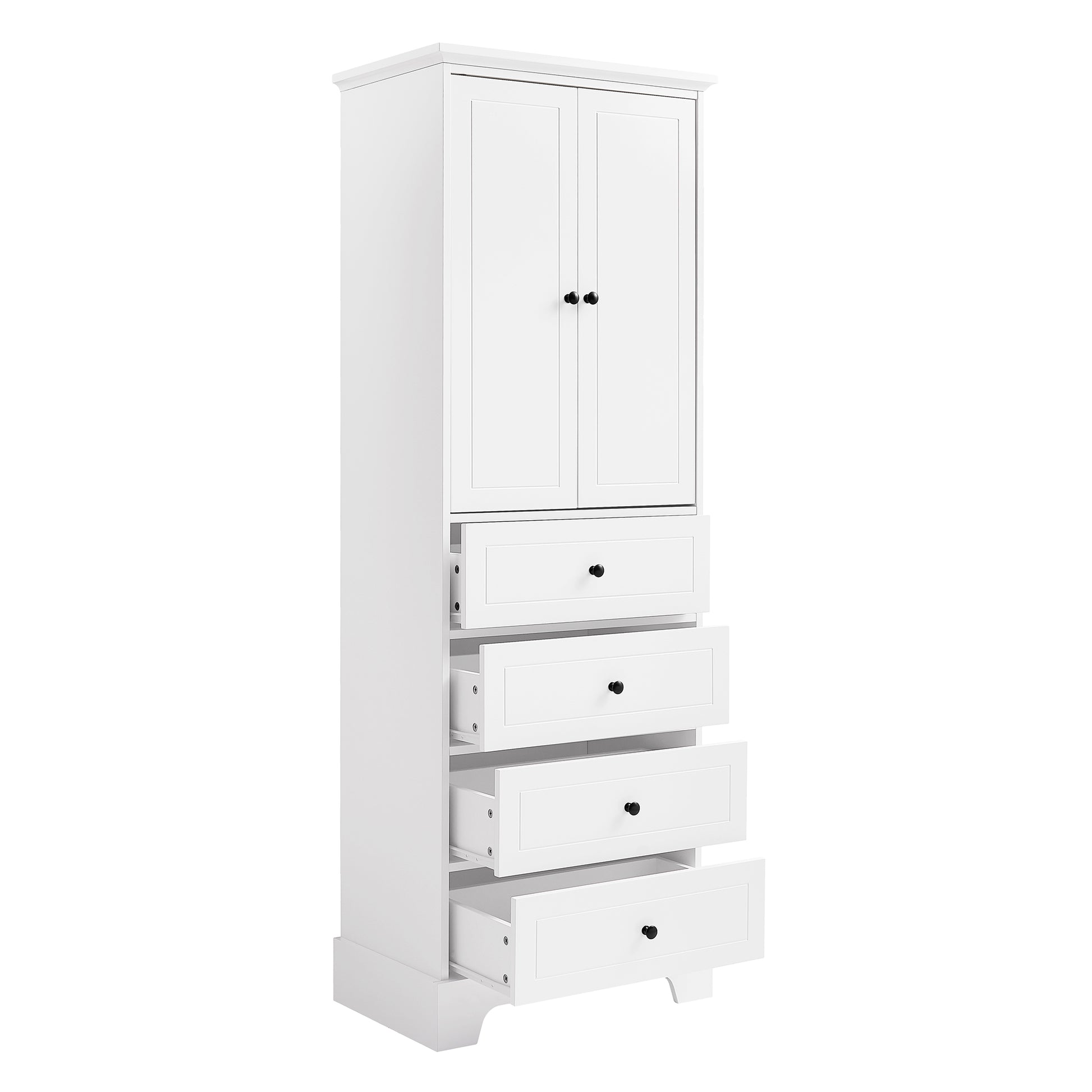 Storage Cabinet with 2 Doors and 4 Drawers for white-mdf