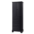 Storage Cabinet with 2 Doors and 4 Drawers for black-mdf