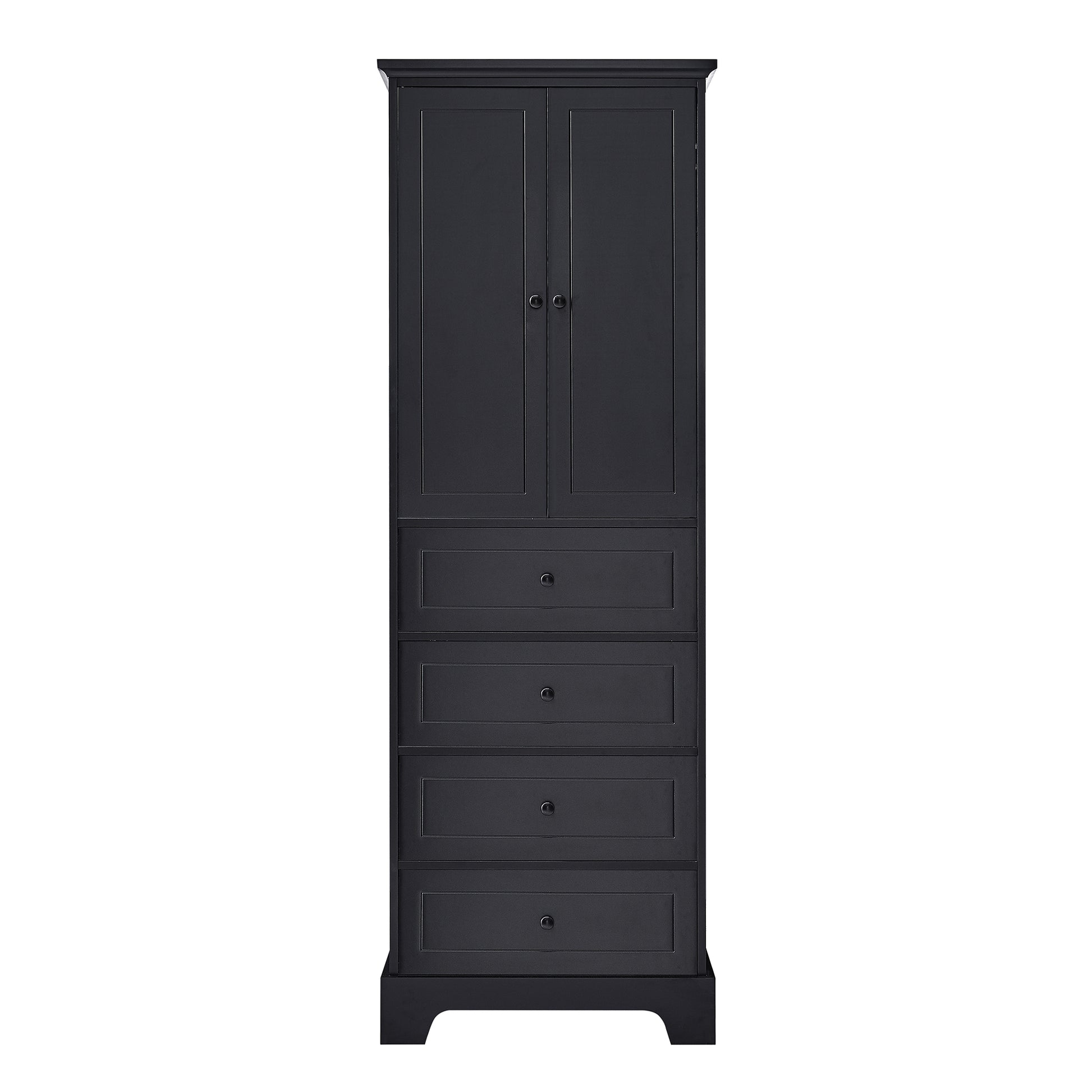 Storage Cabinet with 2 Doors and 4 Drawers for black-mdf