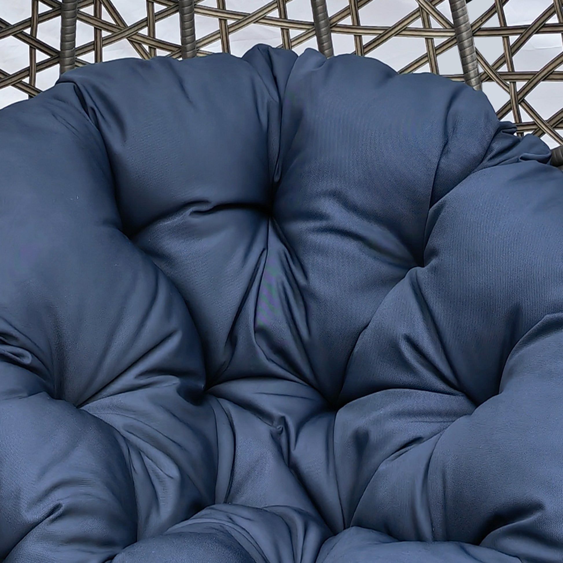 Hanging Swing Egg Chair With Stand,Outdoor Patio Wicker Tear Drop Shape Hammock Chair With Cushion Navy Blue Yes Deep Seating Navy Blue Weather Resistant Frame Water Resistant Cushion Garden & Outdoor Boho Complete Patio Sets Iron Plastic Pe Rattan Iron