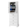 Storage Cabinet with 2 Doors and 4 Drawers for white-mdf